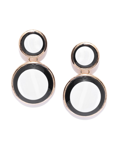 

Jewels Galaxy White & Black Rose Gold-Plated Beaded Handcrafted Circular Drop Earrings