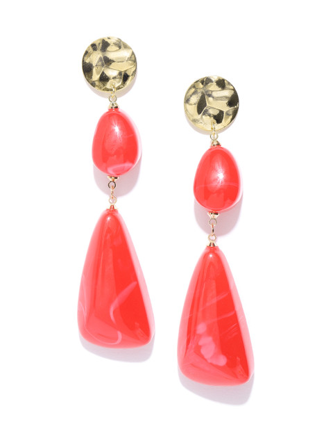 

Jewels Galaxy Red Gold-Plated Handcrafted Contemporary Drop Earrings