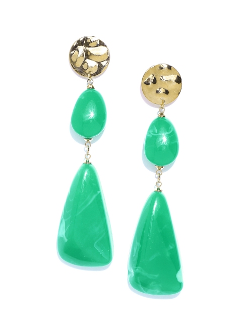 

Jewels Galaxy Green Gold-Plated Handcrafted Contemporary Drop Earrings