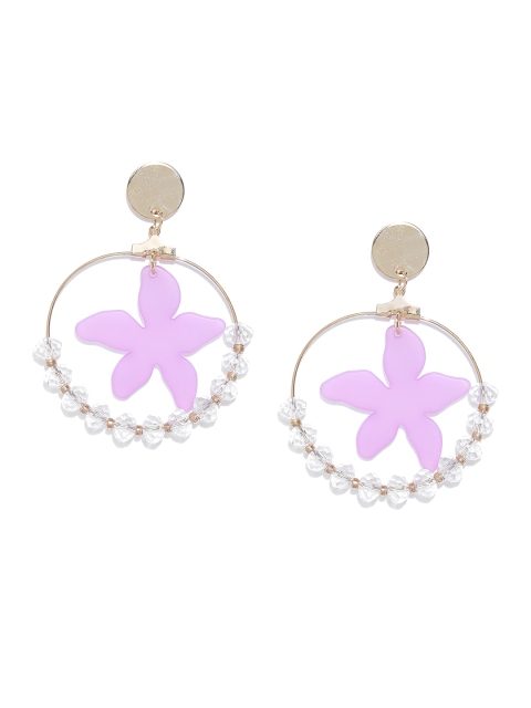 

Jewels Galaxy Purple Gold-Plated Handcrafted Contemporary Drop Earrings