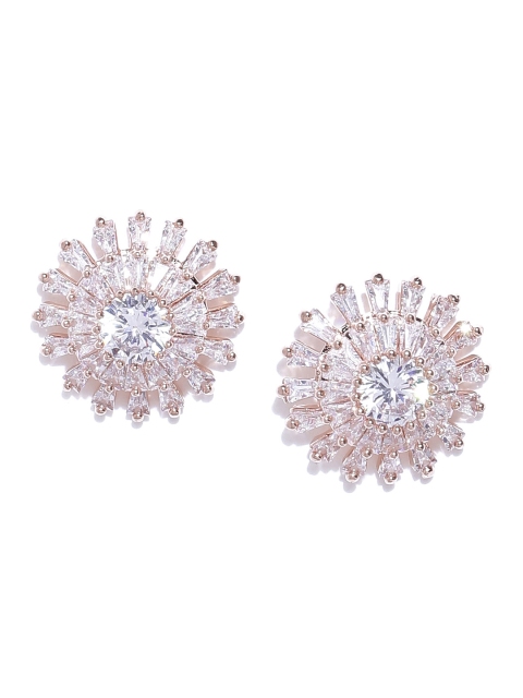 

Jewels Galaxy Rose Gold-Plated Stone-Studded Handcrafted Contemporary Studs