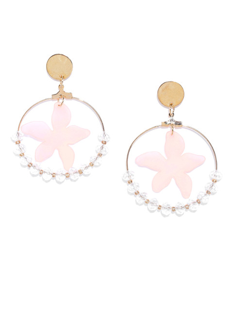 

Jewels Galaxy Peach-Coloured Gold-Plated Beaded Handcrafted Circular Drop Earrings
