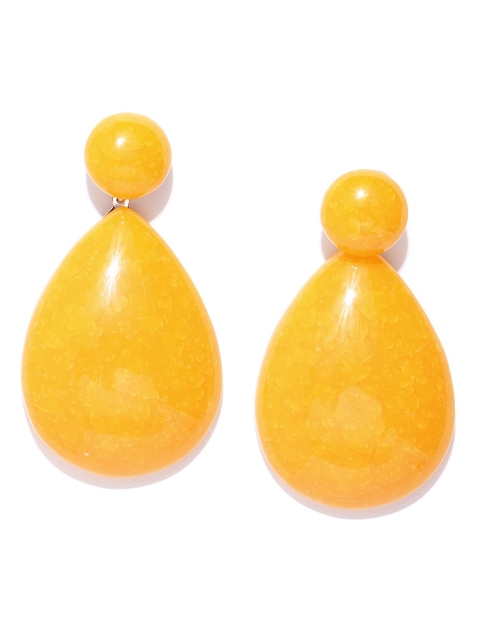 

Jewels Galaxy Yellow Gold-Plated Handcrafted Teardrop Shaped Drop Earrings