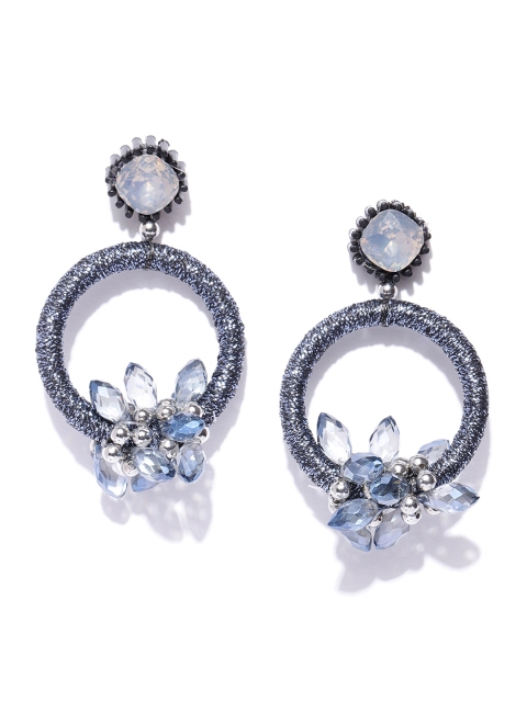 

Jewels Galaxy Navy Blue Handcrafted Circular Drop Earrings