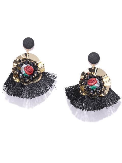 

Jewels Galaxy Black Gold-Plated Handcrafted Drop Earrings