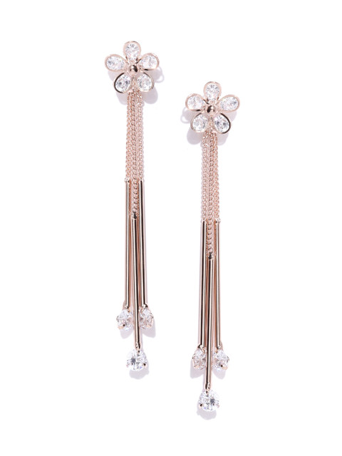 

Jewels Galaxy Rose Gold-Plated Handcrafted Floral Drop Earrings