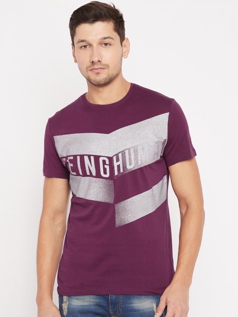 

Being Human Men Burgundy Printed Round Neck T-shirt