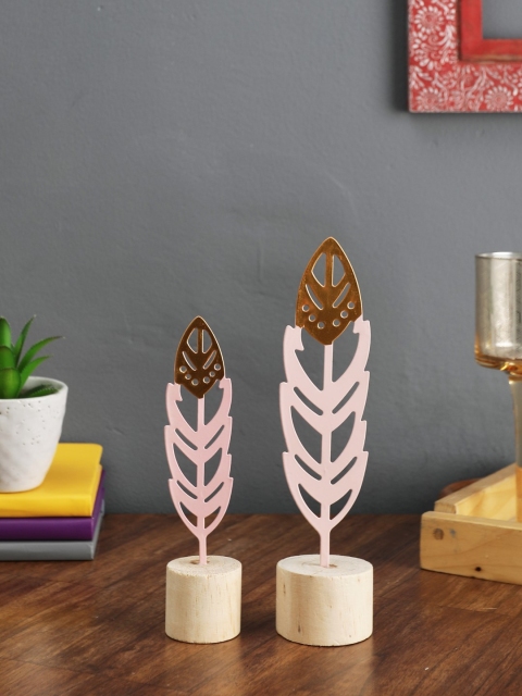 

OddCroft Set of 2 Pink & Gold-Toned Handcrafted Feather Showpieces
