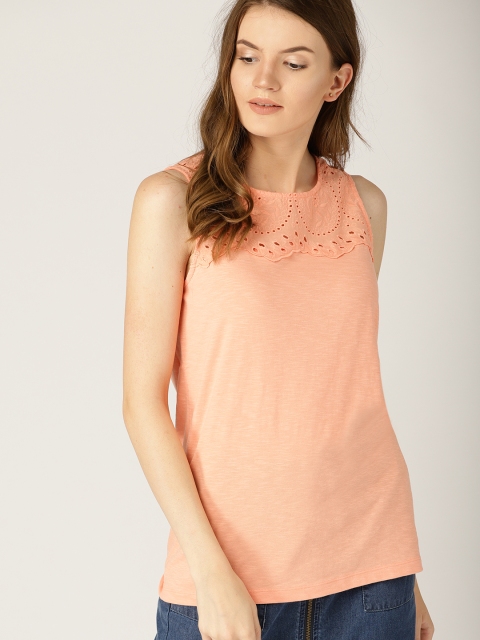 

ESPRIT Women Peach-Coloured Solid Regular Top