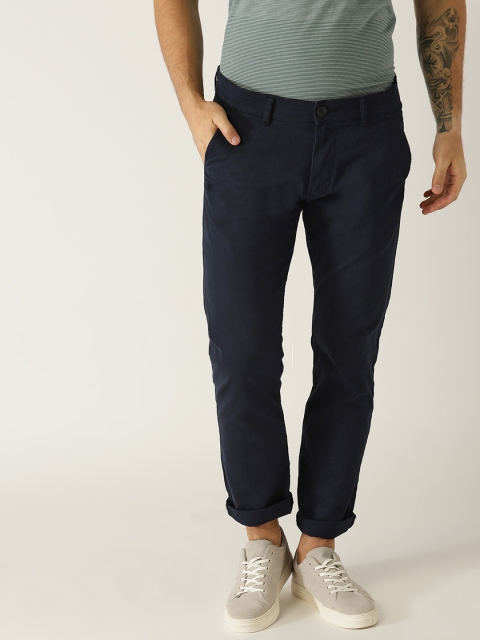 

ESPRIT Men Navy Blue Slim Fit Solid Chinos