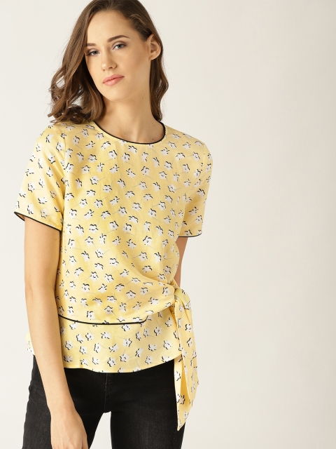 

ESPRIT Women Yellow Floral Printed Top