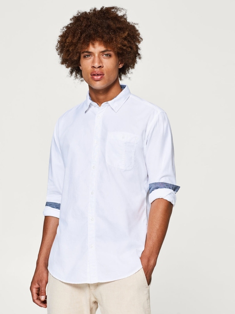 

ESPRIT Men White Slim Fit Solid Casual Shirt