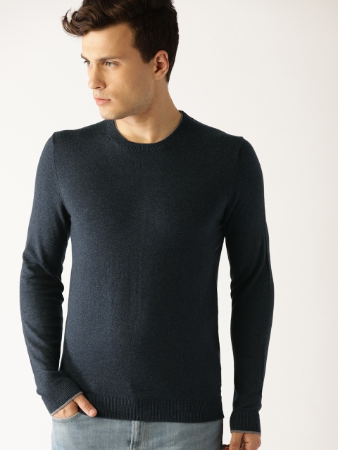 

ESPRIT Men Navy Blue Solid Pullover