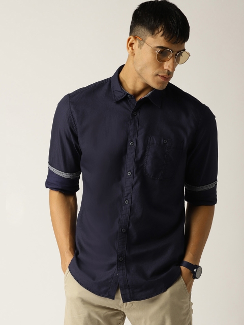 

ESPRIT Men Navy Blue Slim Fit Solid Casual Shirt