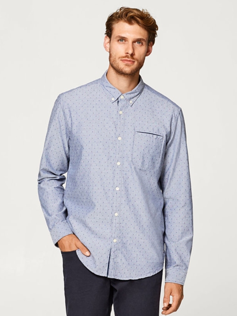 

ESPRIT Men Blue Regular Fit Self Design Casual Shirt