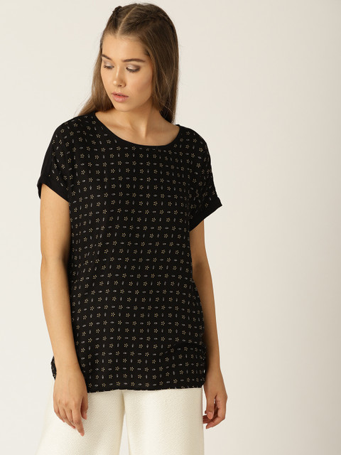 

ESPRIT Women Black Printed Top