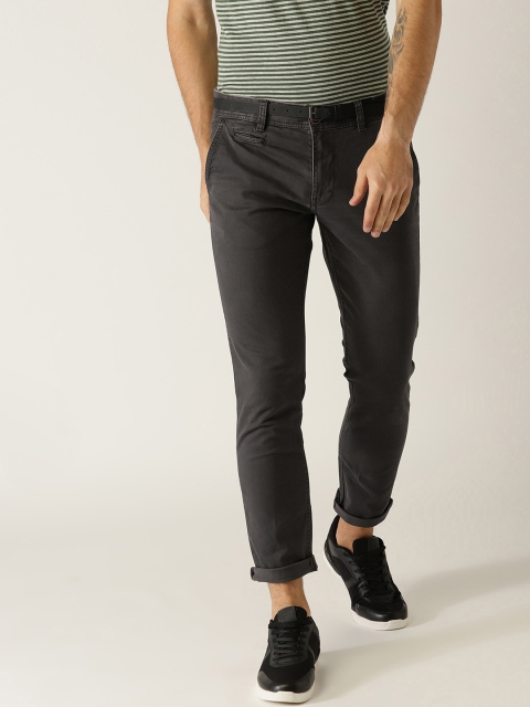 

ESPRIT Men Charcoal Grey Slim Fit Solid Chinos