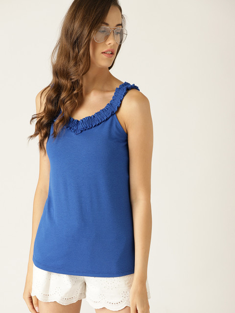 

ESPRIT Women Blue Solid Top