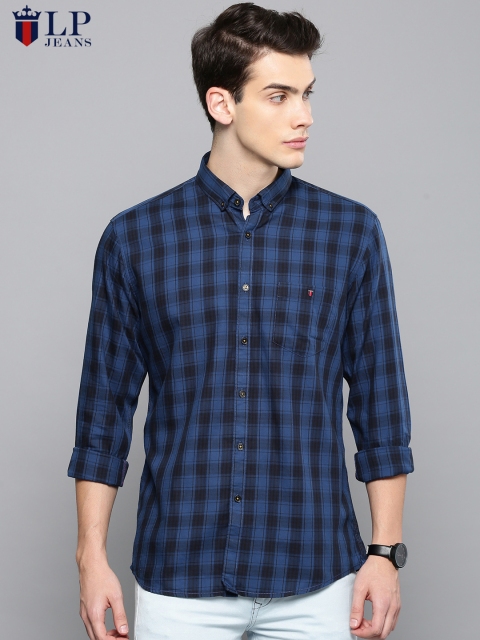 

Louis Philippe Men Blue Slim Fit Checked Formal Shirt