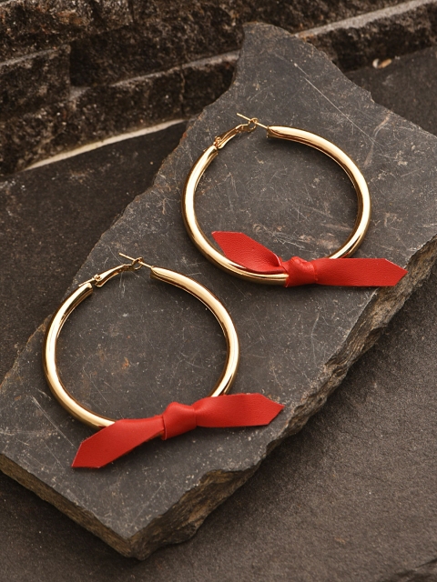 

Pipa Bella Gold-Toned & Red Hoop Earrings