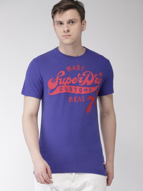 

Superdry Men Blue Printed Round Neck T-shirt