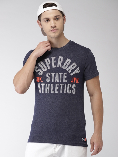 

Superdry Men Navy Blue Printed Round Neck T-shirt