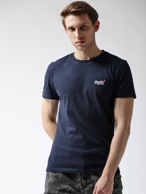 

Superdry Men Navy Blue Solid Round Neck T-shirt
