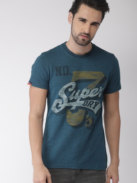 

Superdry Men Blue Printed Round Neck T-shirt