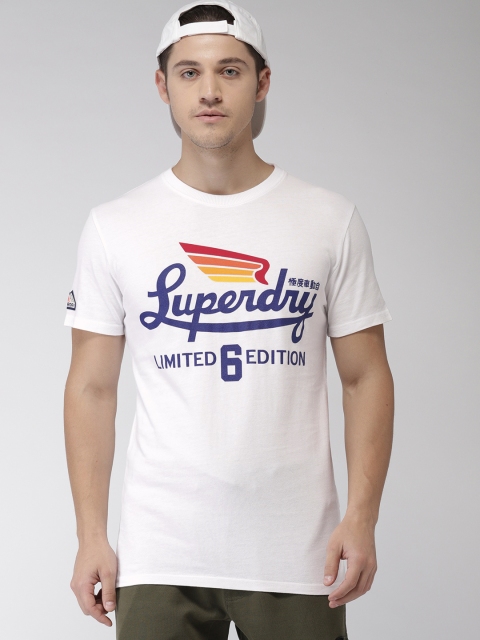 

Superdry Men White Printed Round Neck T-shirt