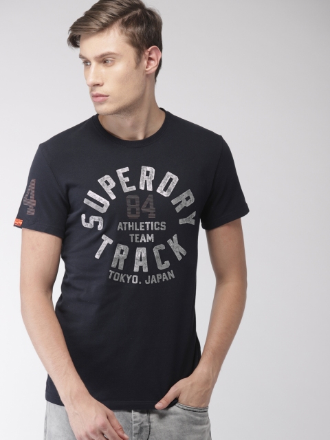 

Superdry Men Navy Blue Printed Round Neck T-shirt