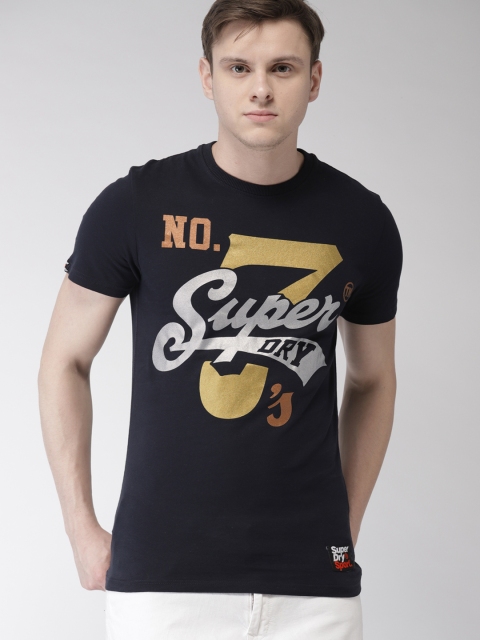 

Superdry Men Navy Blue Printed Round Neck T-shirt