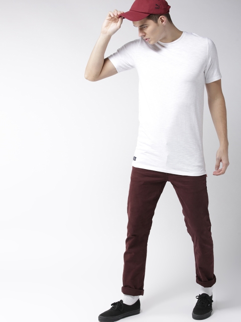 

Superdry Men White Solid Round Neck Longline T-shirt