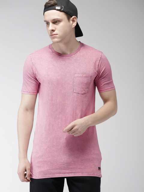 

Superdry Men Pink Dyed Round Neck Longline T-shirt