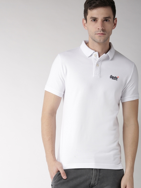 

Superdry Men White Solid Polo Collar T-shirt