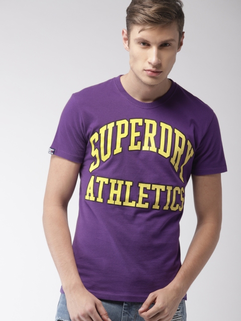 

Superdry Men Purple Printed Round Neck T-shirt