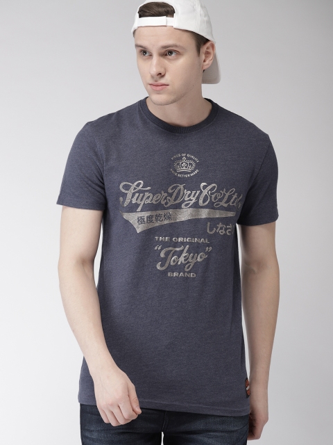 

Superdry Men Blue Printed Round Neck T-shirt