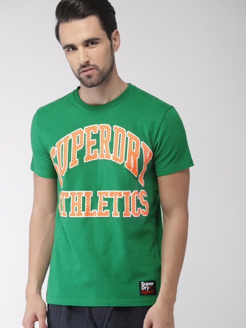 

Superdry Men Green Printed Round Neck T-shirt