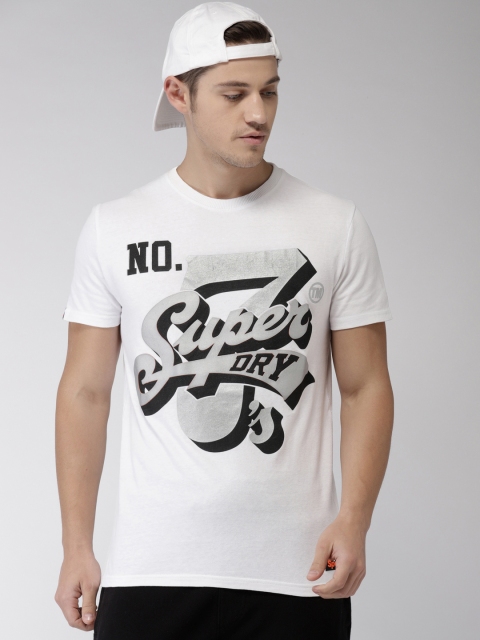 

Superdry Men White Printed Round Neck T-shirt