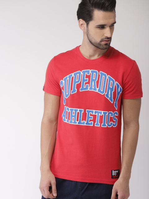 

Superdry Men Red Rubber Printed Round Neck T-shirt