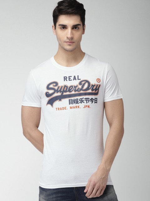 

Superdry Men White Printed Round Neck T-shirt