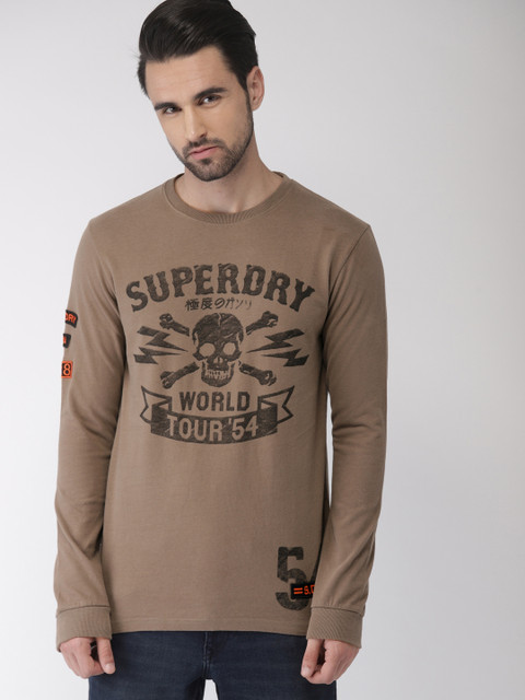 

Superdry Men Brown Printed Round Neck T-shirt