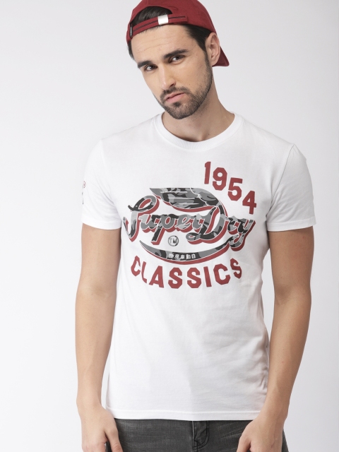 

Superdry Men White Printed Round Neck T-shirt