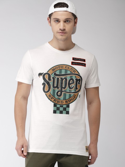 

Superdry Men White Printed Round Neck T-shirt