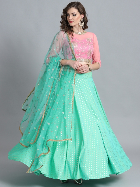 

EthnoVogue Green & Pink Gotta Patti Made to Measure Lehenga Choli