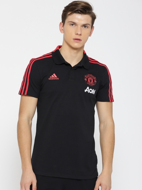 

ADIDAS Men Black Solid MUFC CO Polo T-Shirt