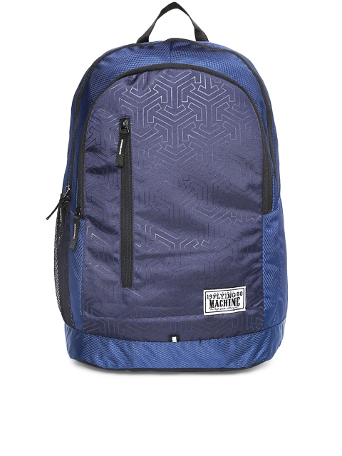 

Flying Machine Unisex Navy Blue Printed Laptop Backpack