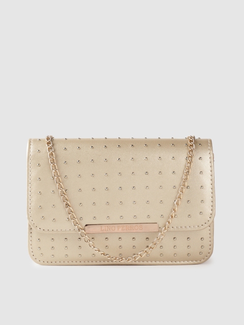 

Lino Perros Gold-Toned Embellished Structured Sling Bag