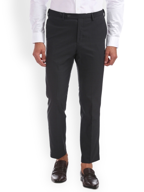 

Arrow New York Men Charcoal Tapered Fit Solid Regular Trousers