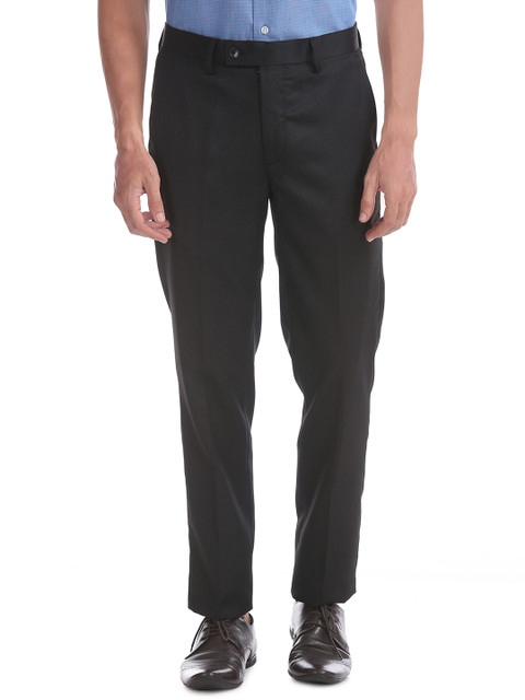 

Arrow Men Black Slim Fit Solid Regular Trousers
