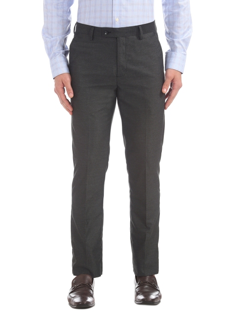 

Arrow Men Charcoal Regular Fit Solid Formal Trousers